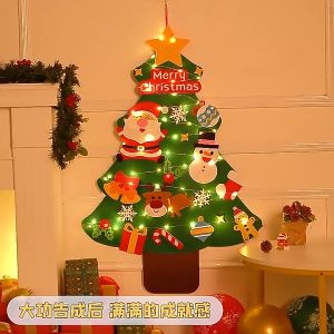 DIY Xmas Tree Fairy Lights Festive Decor DIY Lighted Felt Christmas Tree Decor Wall Hanging Ornament