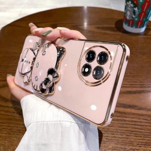 Applicable to OnePlus ACE2Pro mobile phone case electroplated cat bracket makeup mirror 1 + ACE2v silicone soft case h2607069