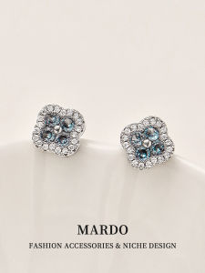 Luxurious Pure Silver Four Leaf Clover Ear Studs Sparkling Fashionable Womens Jewelry Elegant Atmosphere Miniature Exquisite Ear Accessories