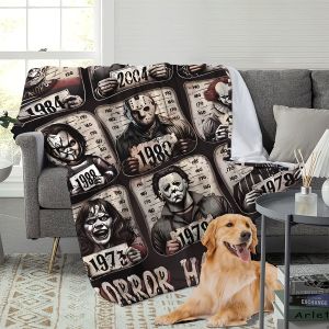 VIKAMA Horror Movie Nine Grid Cover Blanket Halloween Essential Batch Blanket Bedroom Black And White Style Custom Blanket