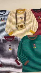 Long Sleeve Bordir - Kaos Lengan Panjang Anak Stripes 2-8 Tahun Pineapple Kids