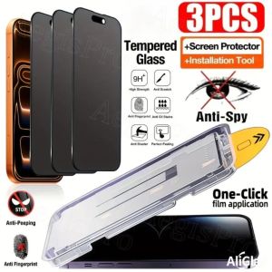 3Pcs Dust Free Installation Privacy Screen Protector for IPhone 14 11 12 13 15 16 17 ProMax 15 16 Plus X 13 Mini Anti-spy Glass