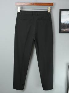 กางเกงขายาวทรงตรงสำหรับผู้ชาย กางเกงขายาวลำลองฤดูใบไม้ผลิและฤดูใบไม้ร่วง กางเกงขายาวทรงตรงบุขนแกะหนาสำหรับฤดูหนาว สีดำ