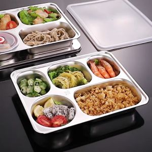 ถาดหลุม 3-5 หลุม สแตนเลส พร้อมฝาปิด ถาดหลุม ถาดหลุมสแตนเลส ถาดหลุมใส่อาหาร ไม่ขึ้นสนิม