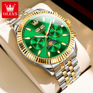 OLEVS 6688 Đồng Hồ Nam Sang Trọng Thép Không Gỉ Lịch Pha Mặt Trăng Chống Nước Đồng Hồ Đeo Tay Cơ Tự Động Phát Sáng