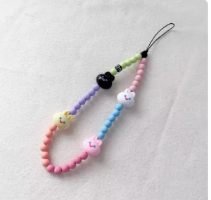 Mobile Phone Lanyard Phone Chain Pendant Original Homemade Ins Childlike Cute Cartoon Story Phone Case Lanyard Wrist Handmade DIY Beaded Camera Chain Mobile Phone Anti-Separation Rope Bag Ornaments for Women