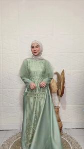 Sasya.clo - Adinda Long Dress Bahan Armany Silk Mix Brukat M L XL XXL / Baju Gamis Wanita Terbaru 2025 / Gamis Kondangan Wanita / Baju Lebaran Terbaru 2025 / Dress Bridesmaid / Gamis Remaja Kekinian / Gamis Lebaran