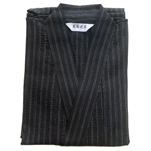 Black Summer Navy Japanese Traditional Samurai Kimono For Men Yukata Bathing Robe Hekoobi Loose Style Homewear Long Gown Cotton