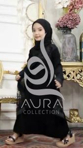 Aura Abaya Gamis Hitam Baju Anak Perempuan Pesta Cantik Abaya Anak Turkey 01