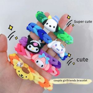Cute Sanrio Kuromi Hand Rope Gift Braided Rubber Band Hair Rope Boyfriend and Girlfriend Couple Kawaii Bracelet Hair Ring