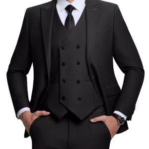 Slim Fit 3 Piece Mens Suits for Wedding Groom Prom Formal Male Party Blazers Smart Casual Business Suit Set - Jacket Vest Pant
