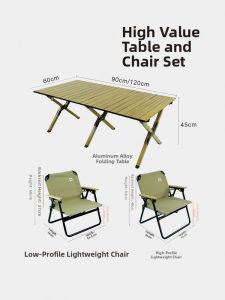 AREFFA | Outdoor Camping Aluminum Alloy Folding Table and Chairs Set