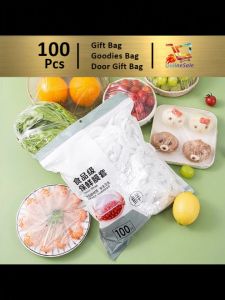 100Pcs Premium Food Grade Disposable Plastic Wrap Bahan Grede Makanan PE Fresh Keeping Film Refrigerator Cover Universal Dustproof Wrap Kitchen Fresh Keeping Bag