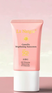 [2PCS Combo]  La Natgia Camellia Brightening Sunscreen 30ml SPF 50+ PA++++ Moisterizing UV Protection Niacinamide Easy Makeup Brighthening Whitening Primer Floral FDA Approved Ready Stock