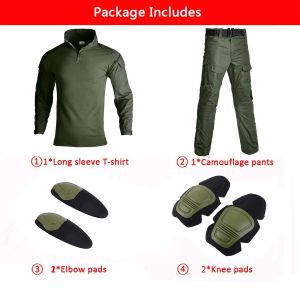 Camo Tactical Uniform Airsoft Ripstop Suit Multi Pocket Suits Hunting Pants Men Trainning Shirts Airsoft Paintball Clothes Sets