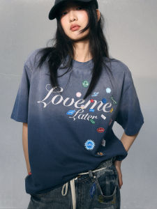 Áo Thun Tay Ngắn in Hình LoveMeLater Phong Cách Mỹ Cổ Điển Thường Ngày Mùa Hè Thoáng Khí Cotton Dáng Rộng Thoải Mái