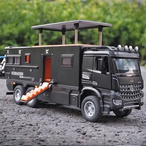 1:24 Benz Camper RV Motorhome Toy Model Car Diecast Pull Back Truck Toy Car Model with Sound and Light for Kids Boys Girls