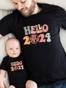 New Year Celebration Family Matching Clothes Short Sleeve Childrens Clothing Red Childrens Wear Half Sleeve Parent-Child Suit