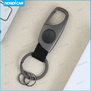 พวงกุญแจสีดำย้อนยุคหนังด้านป้องกันการสูญหาย