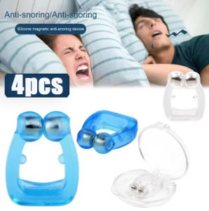  【Grilrigrin】 4 cái chống ngáy từ tính chống ngáy bằng Silicone kẹp mũi khay hỗ trợ giấc ngủ thiết bị bảo vệ ban đêm cho nam giới nút chống gỉ