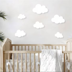 6Pcs/Set Nordic Style Wooden Cloud Sign Set Cloud Decoration Modern/Bohemian Home Wall Decoration Celestial Wall Art Living Room and Room Decoration Holiday Wooden Wall Stickers Wedding Wooden Cloud Series Wall Stickers Wooden Crafts Wall Decorat...