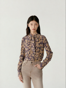ICICLE | Spring Silk Jacquard Printed Long Sleeve Blouse