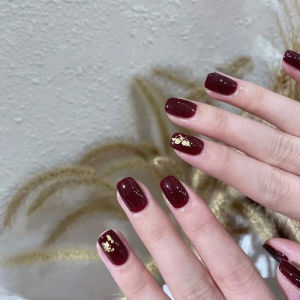 Cherry Wine Red Wearable Nail Art Stickers Short Style New Year Celebration White Enhancing Full Size One Size Fits All Fake Nails
