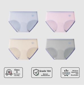 Miiow | Antibacterial Silk Crotch Kids Underwear Triangle Shorts Pure Cotton Elastic Waist For Girls Children Students Fresh Style