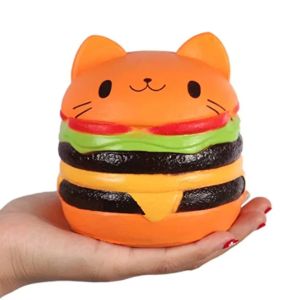 1pc Anti-stress Cat Face Burger Cat Squishy Simulated Bread PU Soft Slow Rising Squeeze Toys Stress Relief Kids Toy Xmas Gift