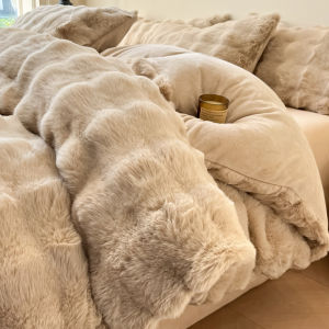 Kiss Dear | Double-sided Rabbit Fur Thickened Bedding Set