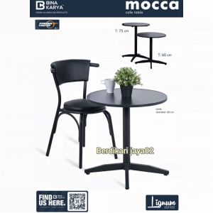 meja cafe outdoor bina karya tinggi 75cm & 60cm