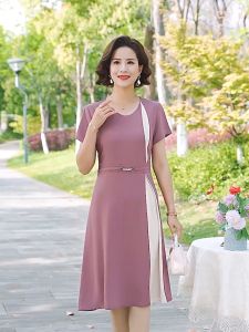 👗👗 Middle-Aged Mom Summer Clothes Fashionable Dress Waist Slimming 2023 New Middle-Aged And Elderly Womens Clothing Summer Chiffon Skirt