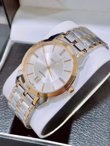 Đồng Hồ Nam size 40mm 1 lịch dây dermi máy nhật kính sapphire chống xước dây vỏ thép không rỉ pin rin Nhật đồng hồ 0.m.g