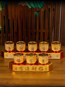 Water Cup Buddha Worship Cup Three-Piece Ceramic Holy Grail Guanyin Water Filter Jug For Home Buddha Front God of Wealth Tribute Cup Alluvial Gold