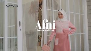 MUTIF Gamis UPMORE AFNI Dusty Rose Dress Wanita Muslim Remaja Dewasa Katun S-3XL