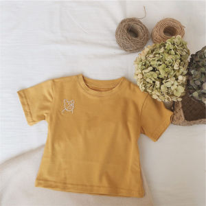 Boys And Girls Cotton Short Sleeve T-Shirts Cartoon Embroidery Casual Summer Tops Sweat Absorbent round Neck Standard Fit