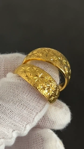 (1 pair) 100% original 18k Saudi Gold pawnable Nasasangla Starry Couple Rings for men and women wedding jewelry gifts