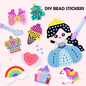 DIY Beads Pen Toys Handmade Set Creative Production Sticker Princess Rainbow Bow Girl Gifts Toy