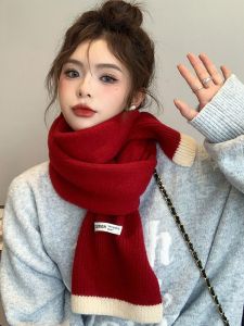 MiiOW | Khăn choàng len đỏ cho nữ MiiOW 2024 khăn choàng cổ dài 180cm mùa đông ấm áp bằng sợi polyester và sợi cellulose