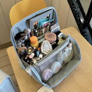 Convenient Travel Vertical Makeup Bag Large Capacity Brush Storage Pouch Womens Outerwear Folding Oxford Cloth Waterproof