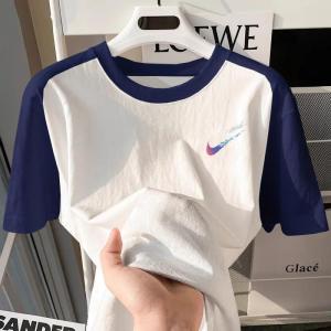 Japanese Style Patchwork Short Sleeve Mens Summer Trendy Retro Raglan Sleeve T-shirt Boys Pure Cotton Loose Half-Sleeve T-shirt Top