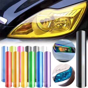 30*60cm Self-adhesive Car Vinyl Tint Film Car Headlight Tail Light Shape Vehicle Translucent Color Changing Brake Light Sticker Universal Auto Accessories