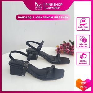 Sandal nữ 3 phân gót vuông quai ngang dây mảnh thời trang đi học chơi làm tiệc đều đẹp mã SD3QNM PinkShopGiayDep
