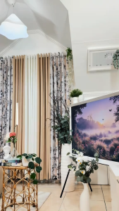 NEW!! NON BLOCKOUT Korean Curtains Calypso Vintage Print + Light Beige Plain Classic Floral Fresh Modern Minimalist Home Window 10 Ring Curtains 5-8FT