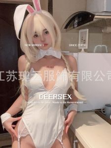 เสื้อชั้นในแบบหนัง PU Deer Painted พร้อมหัวเข็มขัดรูปกระต่าย ชุดนักเรียนวิทยาลัยฤดูหนาว สไตล์เซ็กซี่ สำหรับผู้หญิง