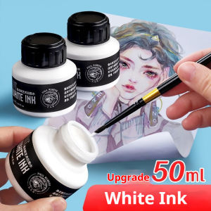 White Ink 50 ml Hand-painted Comic Pigment for Dip Pen Brush Art Lettering Highly Opaque White Ink for Highlights Corrections