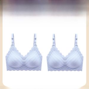 miiow | Maternity Nursing Bra Gathered Anti-Sagging Side Fatigue Reduction Luxury Lace Wireless Full Cup V-Neck For Pregnant Women