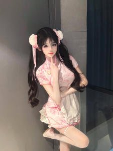 New Chinese Style Cheongsam Dress Halloween Christmas Cosplay Uniform Short Sleeve Maids Uniform Short Cheongsam Daily Wear