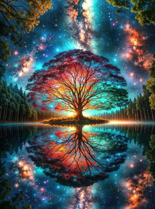 1000pcs of Adult Puzzle - Frameless - Puzzle of The Tree of Life and The Reflection of The Universe and The Milky Way