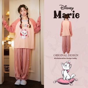 GONGDIE | Soft Disney Marie Cat Womens Pajamas Long Sleeve Cotton For Spring and Autumn